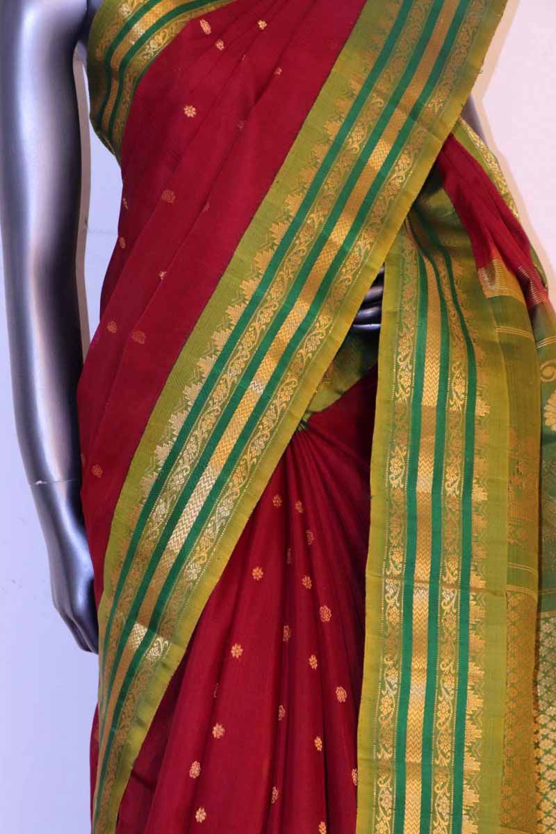 Traditional & Contrast Handloom Pure Gadwal Silk Cotton AG202793